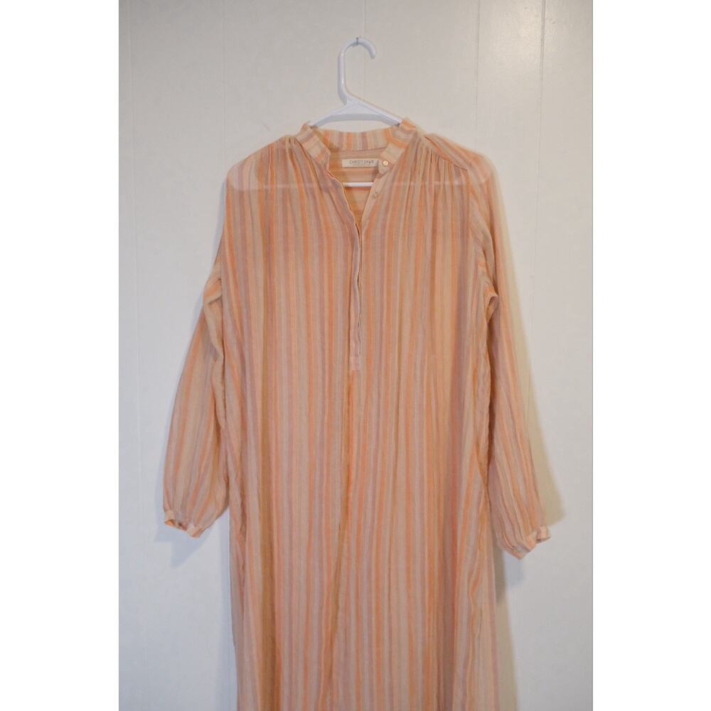 Christy Dawn Riley Maxi Coverup Dress In Salmon Stripe XS Bohemian Beach Gauze - Picture 3 of 16